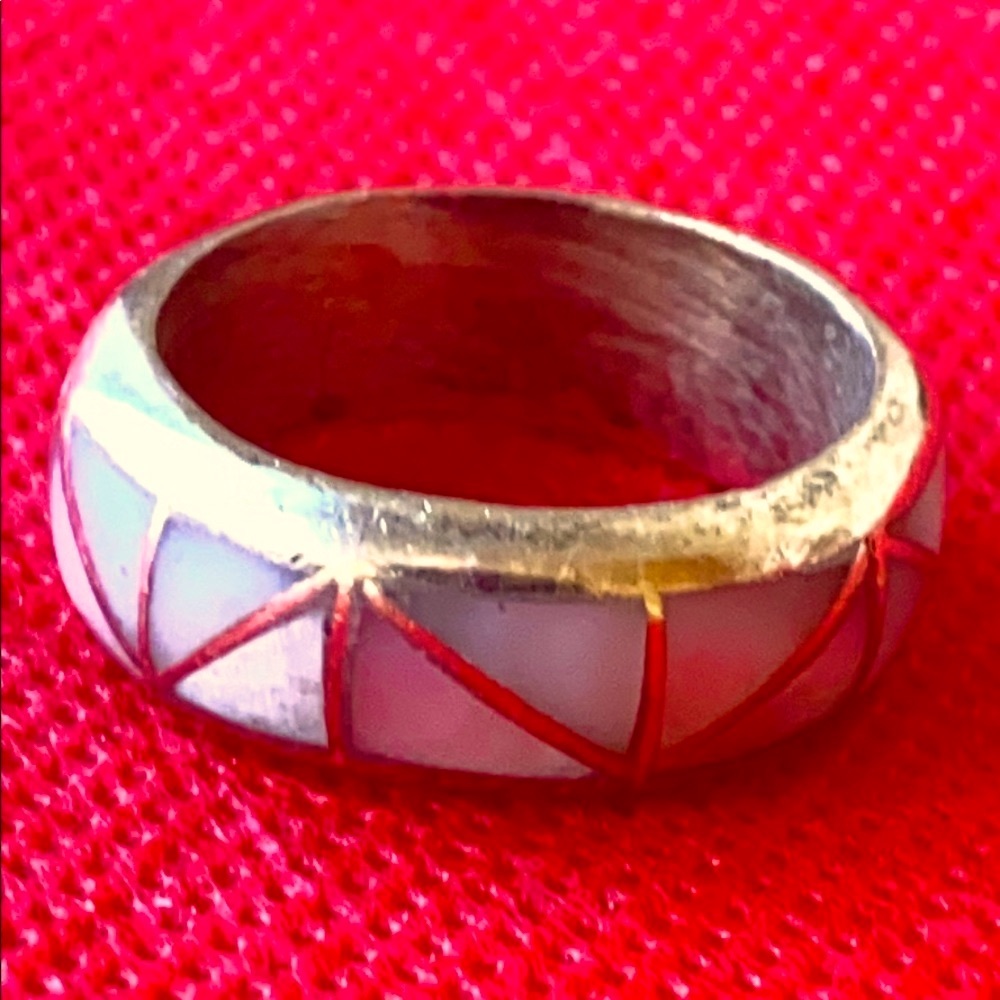 Vintage sterling silver MOP ring s 10 as is